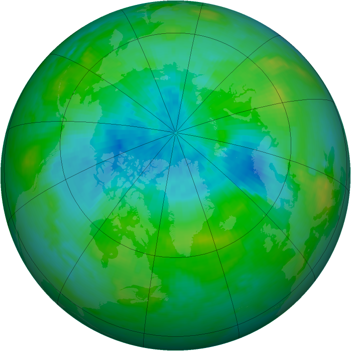 Arctic ozone map for 31 August 1989